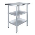 Amgood 24x30 Prep Table with Stainless Steel Top and 2 Shelves AMG WT-2430-2SH